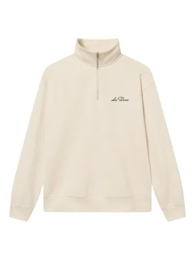Les Deux Half-zip Logo Sweatshirt In Neutral