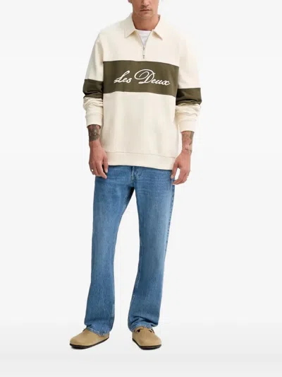 Les Deux Half-zip Panelled Sweatshirt In Neutral