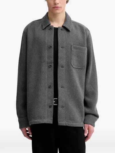 Les Deux Hamilton Button-front Overshirt In Gray