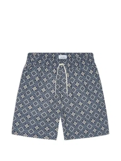 Les Deux Harry Arabesque Drawstring Shorts In Brown