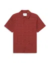 Les Deux Hector Anglaise Short Sleeve Shirt In Brick
