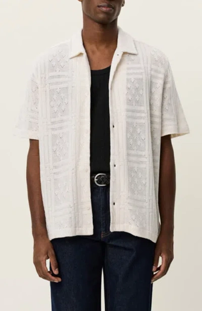Les Deux Hector Cotton Blend Pointelle Short Sleeve Shirt In Multi