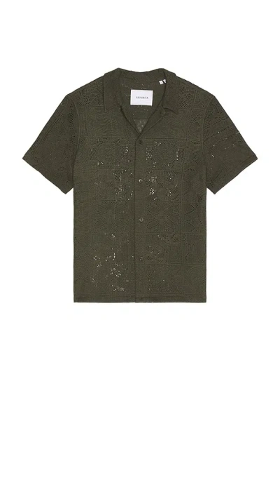 Les Deux Hector Lace Shirt In Olive Night