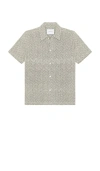 Les Deux Hector Paisley Short Sleeve Cotton Button-up Shirt In Gray