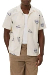 Les Deux Hendrix Aoe Short Sleeves Shirt In Ivory/blueprint