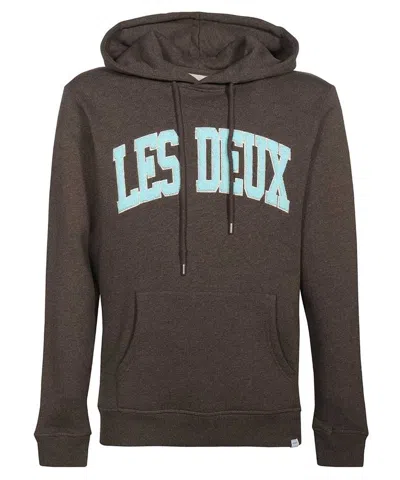 Les Deux Logo-print Hoodie In Grey