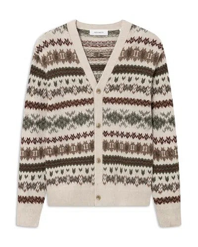 Les Deux Hordur Fair Isle Cardigan Sweater In Light Beige