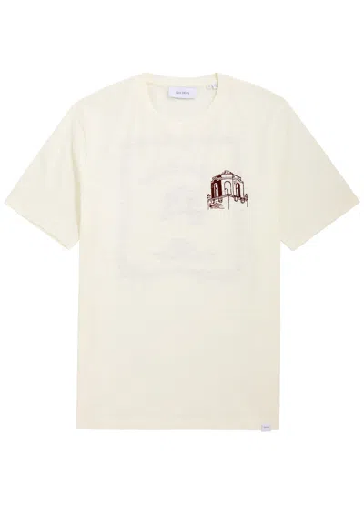 Les Deux Hotel Embroidered Cotton T-shirt In Ecru
