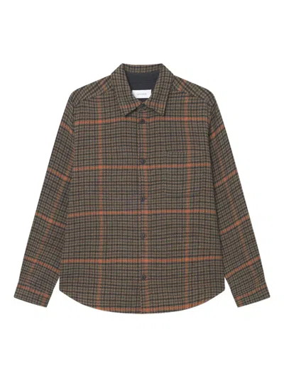 Les Deux Houndstooth Check Shirt In Brown