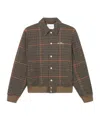 Les Deux Houndstooth Varsity Jacket Collared Ribbed Hem In Gray