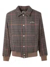Les Deux Houndstooth Wool Bomber Jacket In Multi