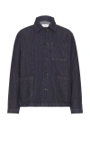 Les Deux Hugh Denim Stripe Overshirt 2.0 In Dark Navy & White