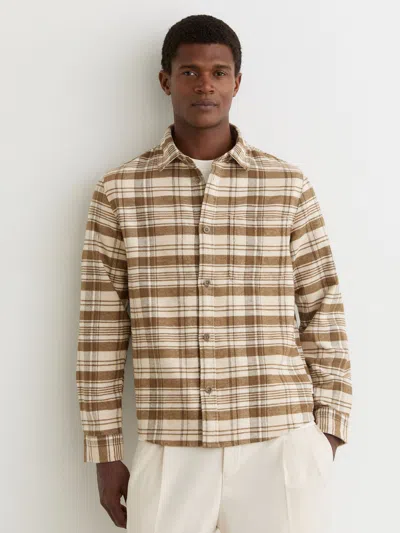 Les Deux Irish Cream Cotton Check Overshirt In Brown