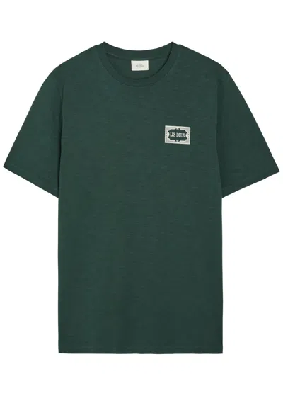 Les Deux Italian Logo-print Cotton T-shirt In Green
