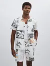 Les Deux Ivory Print  Cotton Graphic-print Shirt