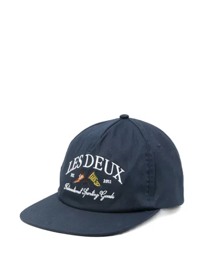 Les Deux Ivy Embroidered Cap In Blue