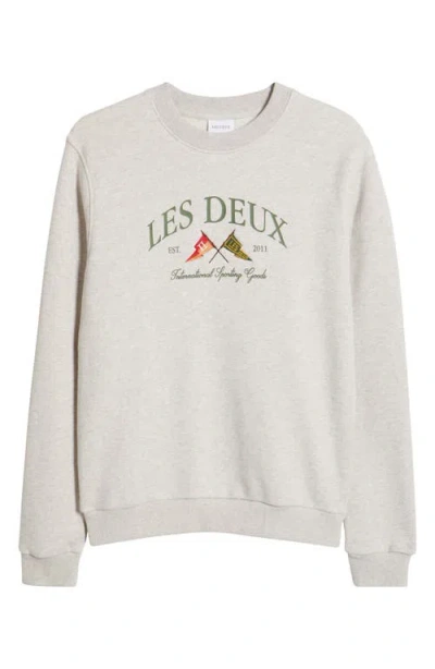 Les Deux Ivy League French Terry Crewneck Sweatshirt In Oatmeal Melange