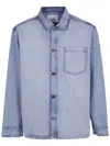 Les Deux Jacket Bleached Denim Overshirt In Blue