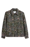Les Deux Jaiden Floral Jacquard Overshirt In Rosin/chive Green