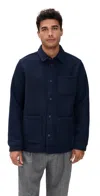 Les Deux Jason Solid Wool Overshirt Dark Navy In Blue