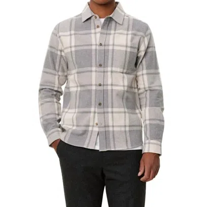 Les Deux Jeremy Flannel Short Sleeve Button Down Shirt In Snow & Light Grey Melange In Multi
