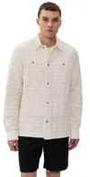 Les Deux Jonas Structured Stripe Overshirt Ivory In White