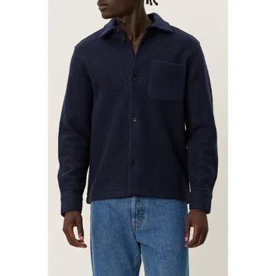 Les Deux Kaleb Bouclé Shirt Jacket In Dark Navy