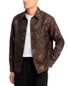 Les Deux Kaleb Jacquard Button Front Overshirt In Brown