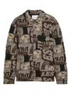 Les Deux Kaleb Patchwork-jacquard Woven Overshirt In Brown