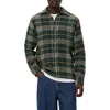 Les Deux Kaleb Plaid Overshirt In Pine Green/ivory