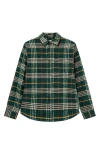 Les Deux Kaleb Plaid Overshirt In Pine Green/ivory