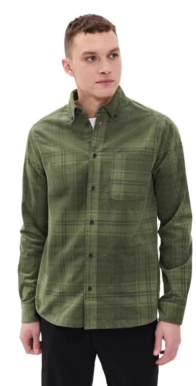 Les Deux Kash Check Corduroy Shirt Duffel Bag In Green