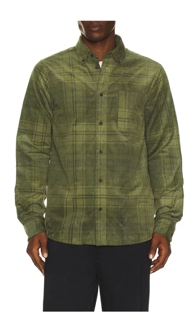 Les Deux Kash Check Corduroy Shirt In Green