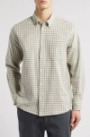 Les Deux Kent Check Flannel Button-down Shirt In Ivory/light Grey Melange