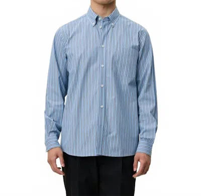 Les Deux Kent Stripe Poplin Shirt In Allure In Blue