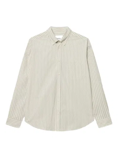 Les Deux Kent Stripe Poplin Shirt In Neutral