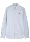 Les Deux Kent Striped-jacquard Cotton Shirt In Light Blue