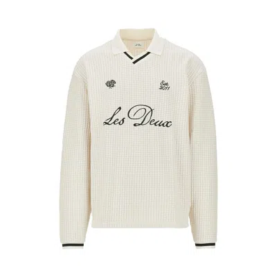 Les Deux Knitted Polo Shirt With Logo Embroidery In Multi