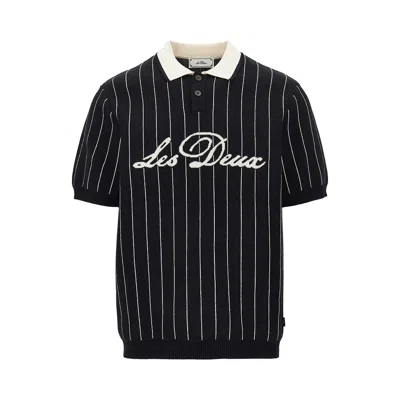 Les Deux Knitted Polo Shirt With Striped Motif In Animal Print