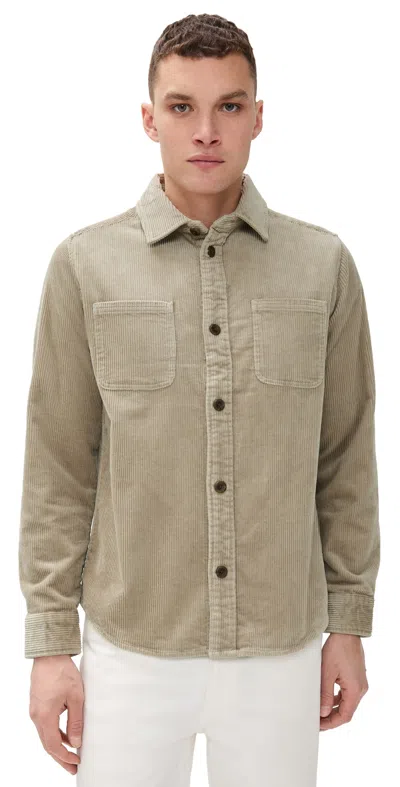 Les Deux Kody Corduroy Overshirt Light Sand In Green