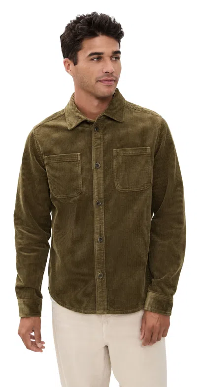 Les Deux Kody Corduroy Overshirt Military Olive In Green