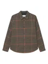 Les Deux Kody Houndstooth Wool Blend Overshirt In Brown