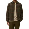 Les Deux Kody Houndstooth Checked Overshirt Jacket In Brown