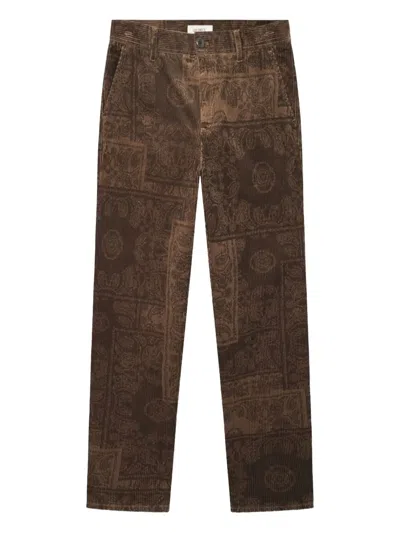 Les Deux Kody Paisley-pattern Corduroy Trousers In Brown