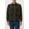 Les Deux Kody Patchwork Wool Overshirt Duffel Bag In Green