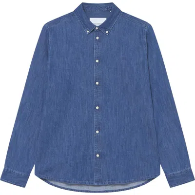 Les Deux Konrad Denim Button Down Shirt In Blue