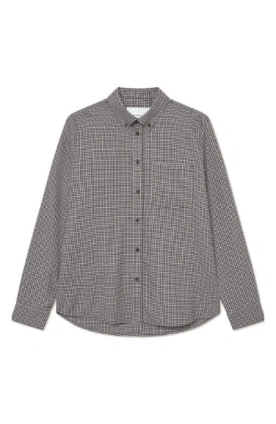 Les Deux Konrad Microcheck Flannel Button-down Shirt In Gray