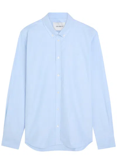 Les Deux Konrad Oxford Stretch-cotton Shirt In Blue