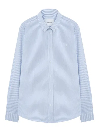 Les Deux Konrad Striped Button-down Shirt In Blue