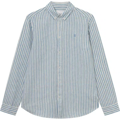 Les Deux Kristian Linen Button-up Shirt In Blue